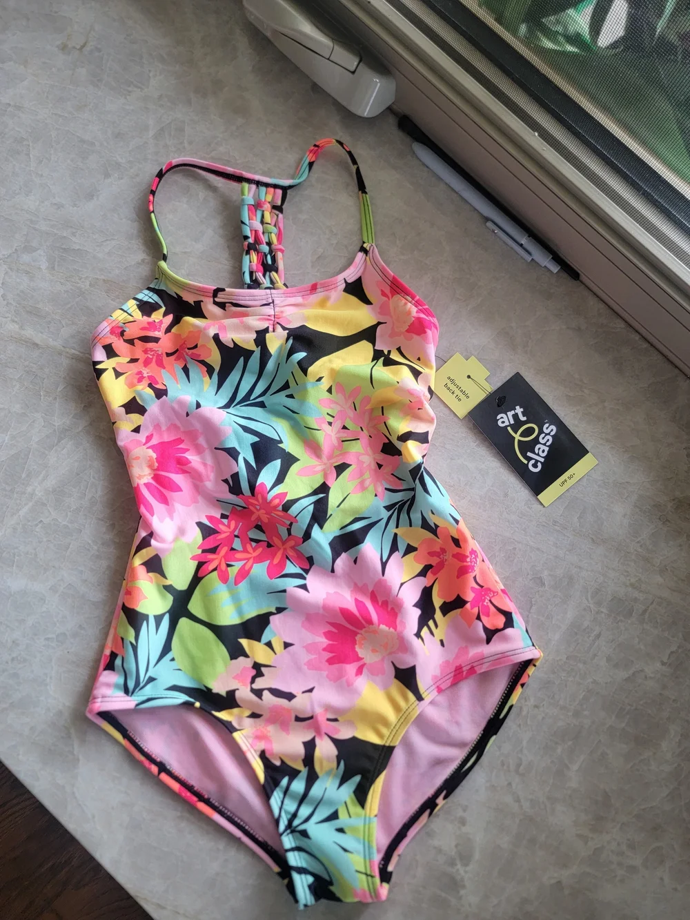 Girls' Sunrise Blooms Floral Printed One Piece Swimsuit art class Sz S(6/7) M(8)